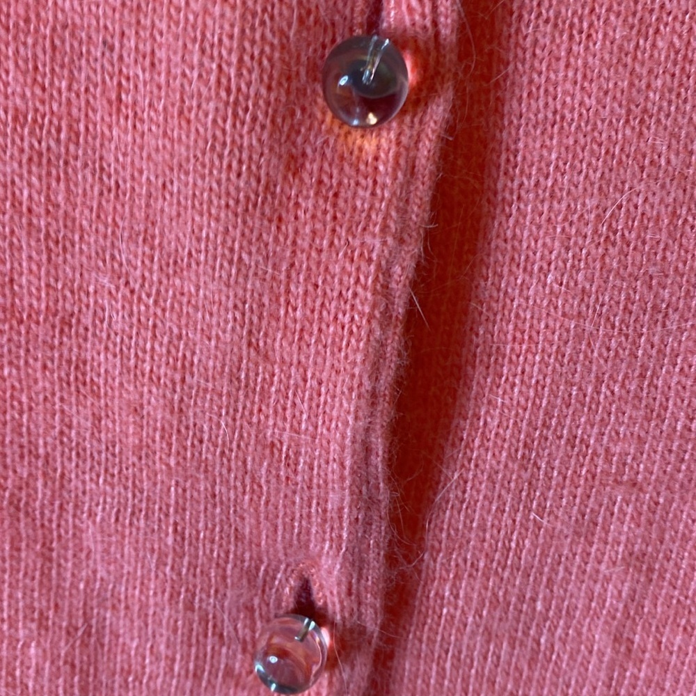 Fossil Angora Wool Cardigan Sweater Womens large Coral Pink - Picture 4 of 7